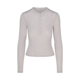 SHEER MODAL CREWNECK HENLEY | HEATHER GREY