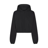 WOVEN COTTON CROPPED ZIP UP JACKET | ONYX