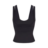 NikeSKIMS MATTE DOUBLE STRAP SCOOP TANK | OBSIDIAN