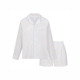 COTTON POPLIN SLEEP LONG SLEEVE AND BOXER SET | SNOW CONTRAST
