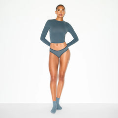 LIGHTWEIGHT COTTON POINTELLE LACE BRIEF | ZIRCON TONAL