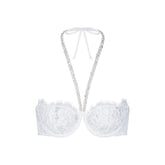 SKIMS LACE UNLINED HALTER BRA | SNOW
