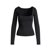 SMOOTH LAYERS SQUARE NECK TOP | OBSIDIAN