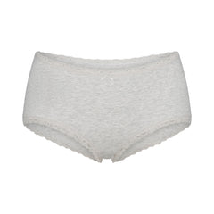 LIGHTWEIGHT COTTON POINTELLE LACE BOY SHORT | LIGHT HEATHER GREY