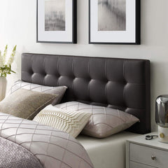 Tufted Faux Leather Upholstered Queen Headboard, White(Brown,King)