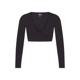 NikeSKIMS MATTE WRAP LONG SLEEVE CROPPED TOP | OBSIDIAN