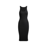 COTTON RIB TANK MIDI DRESS | SOOT