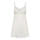 WOVEN SHINE LACE SLIP DRESS | IVORY