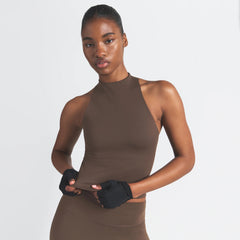 NikeSKIMS MATTE MOCK NECK RACER TANK | DARK SEPIA