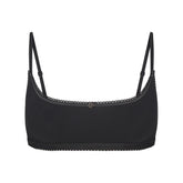 LIGHTWEIGHT COTTON LOGO PICOT SCOOP BRALETTE | SOOT TONAL