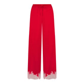 SILK LACE STRAIGHT LEG PANT | RUBY CONTRAST