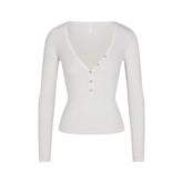 SHEER RIB HENLEY | SNOW