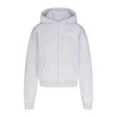 COTTON FLEECE LOGO CLASSIC ZIP UP HOODIE | SNOW ARCHED LOGO PATCH