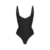 SKIMS BODY CORE SCULPT PLUNGE THONG BODYSUIT | ONYX