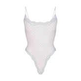 FITS EVERYBODY LACE CAMI BODYSUIT | SLATE PIN DOT PRINT
