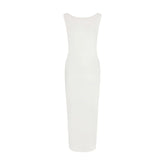 SMOOTH LAYERS CUT OUT LONG DRESS | EGRET