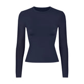 NikeSKIMS SHINE LONG SLEEVE CREW NECK TOP | NAVY
