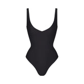 SKIMS BODY UNLINED PLUNGE THONG BODYSUIT | ONYX