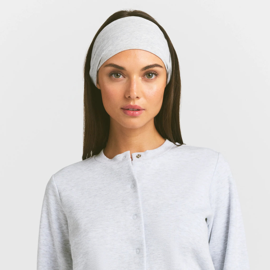 COTTON JERSEY WIDE HEADBAND | LIGHT HEATHER GREY