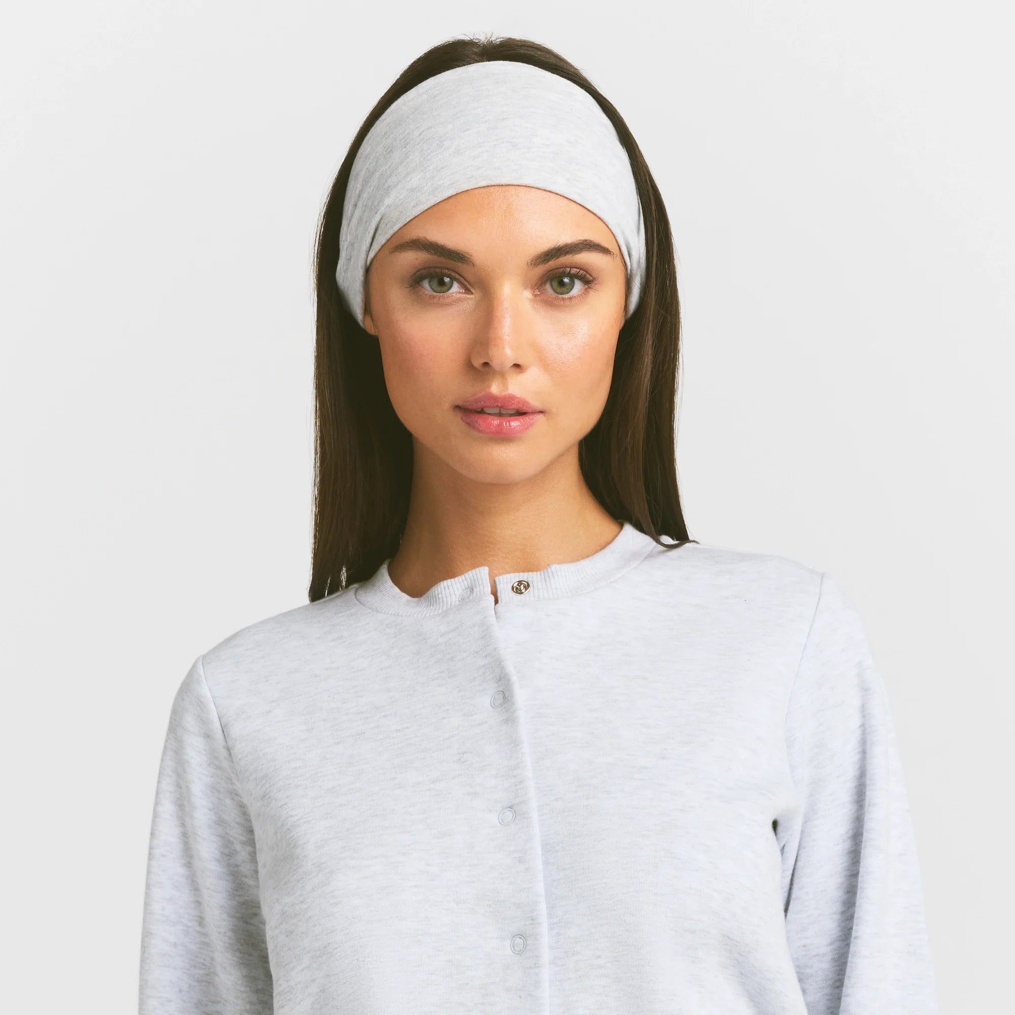 COTTON JERSEY WIDE HEADBAND | LIGHT HEATHER GREY