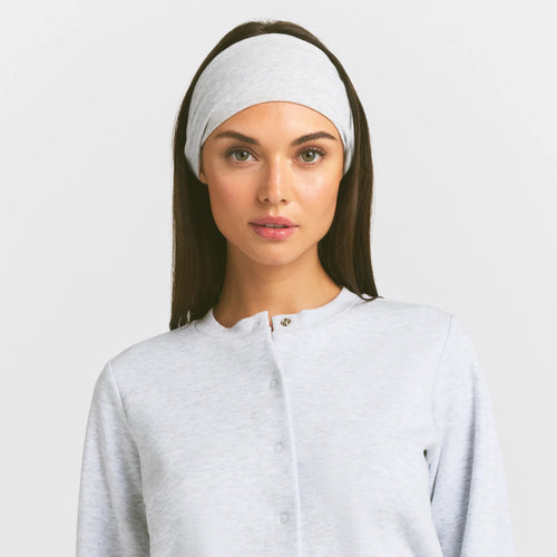 COTTON JERSEY WIDE HEADBAND | LIGHT HEATHER GREY