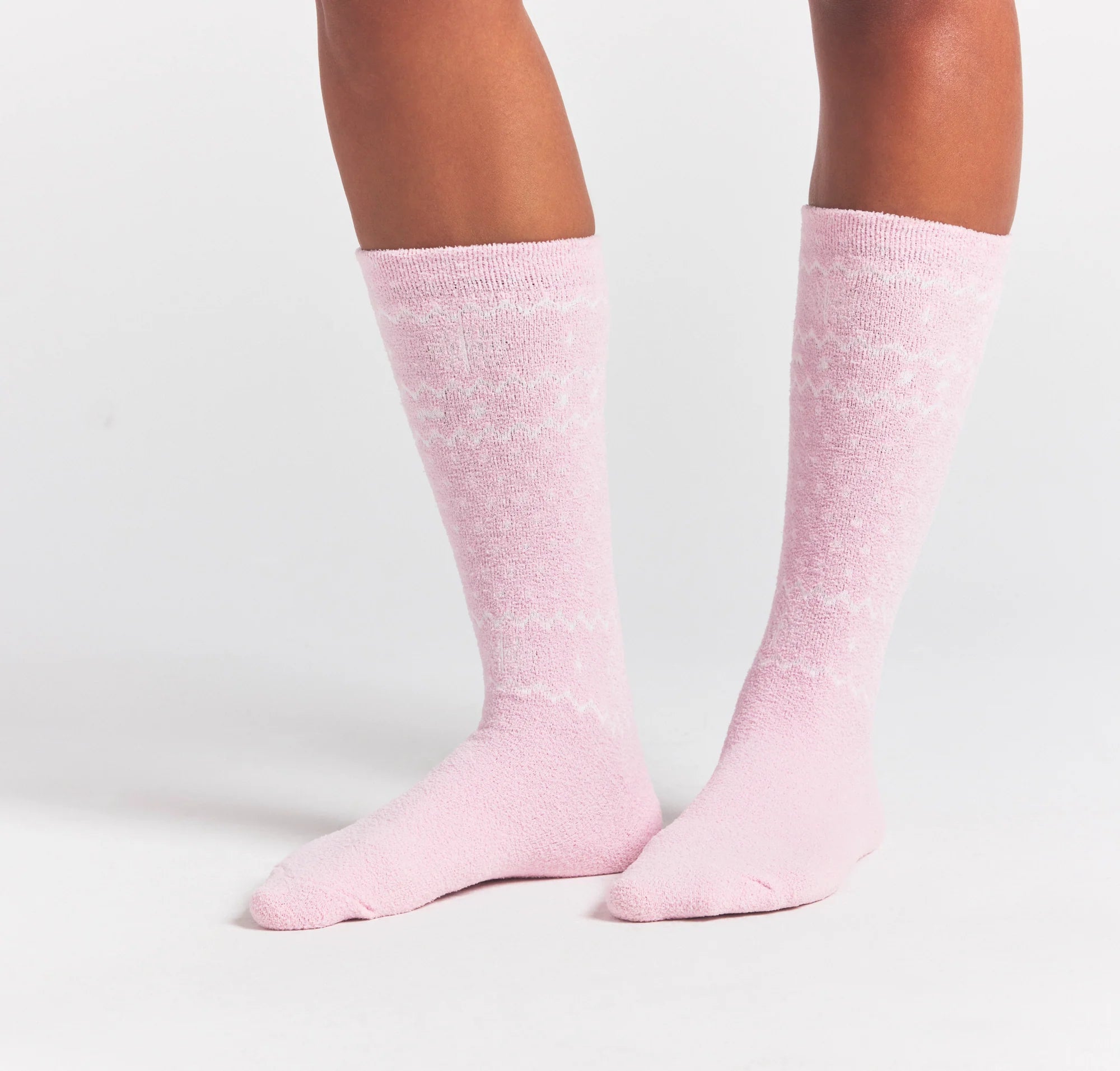 COZY LITE SOCK | BABY PINK HEART FAIR ISLE