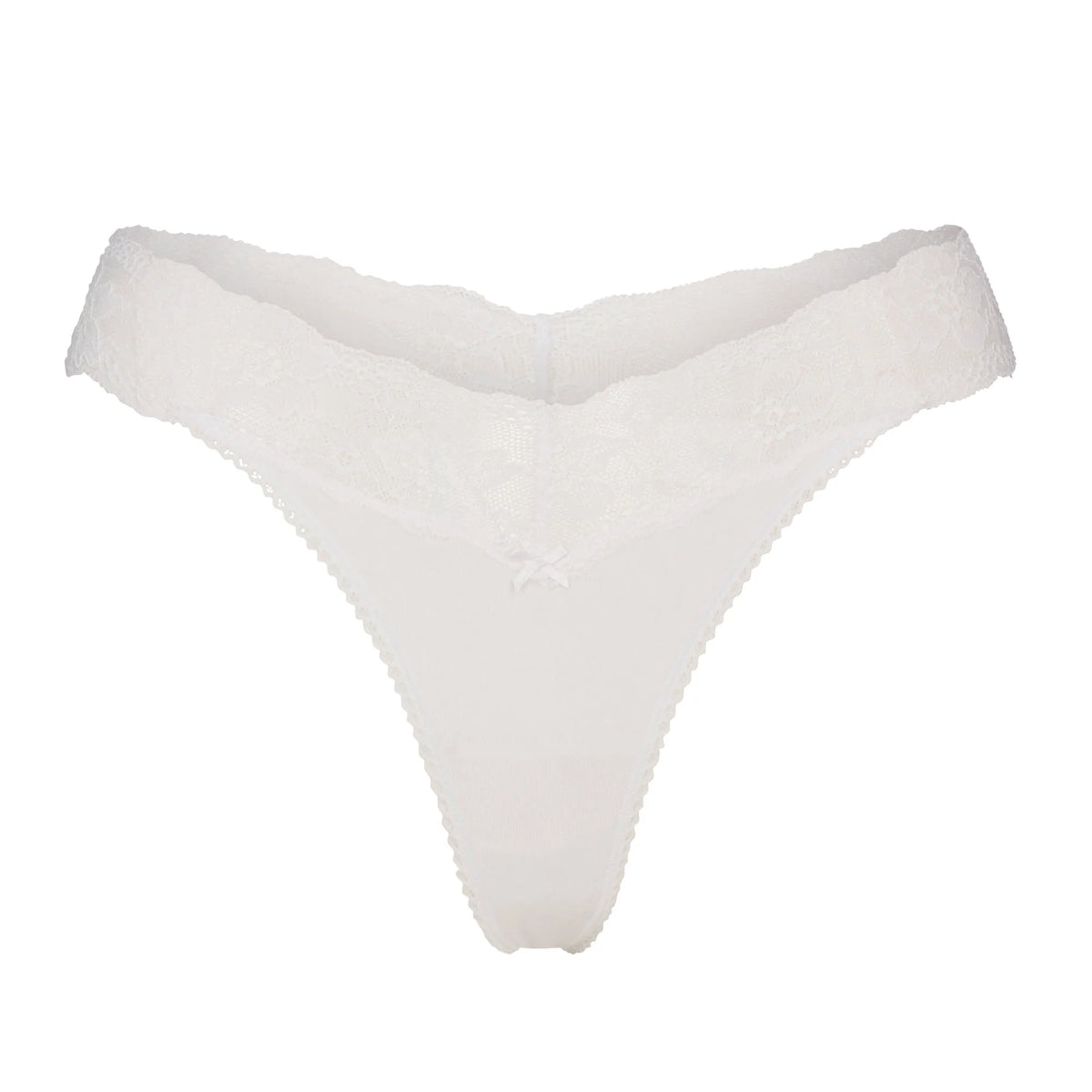 LIGHTWEIGHT COTTON WIDE LACE THONG | SNOW