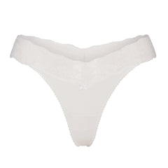 LIGHTWEIGHT COTTON WIDE LACE THONG | SNOW