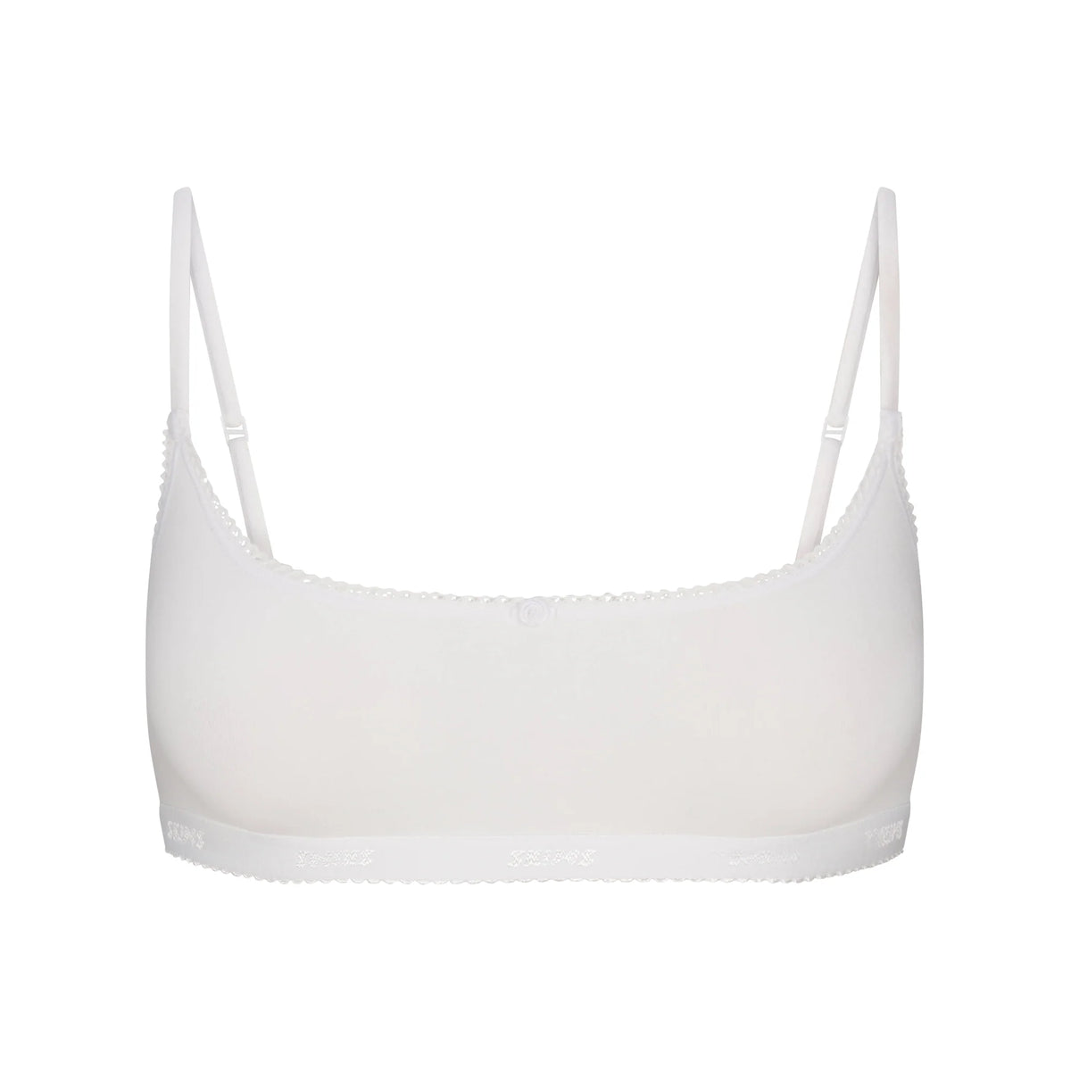 LIGHTWEIGHT COTTON LOGO PICOT SCOOP BRALETTE | SNOW