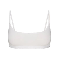LIGHTWEIGHT COTTON LOGO PICOT SCOOP BRALETTE | SNOW