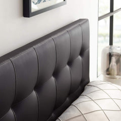 Tufted Faux Leather Upholstered Queen Headboard, White(Brown,King)