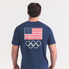 SKIMS FOR TEAM USA JERSEY SLEEP MENS OLYMPIC T-SHIRT | NAVY