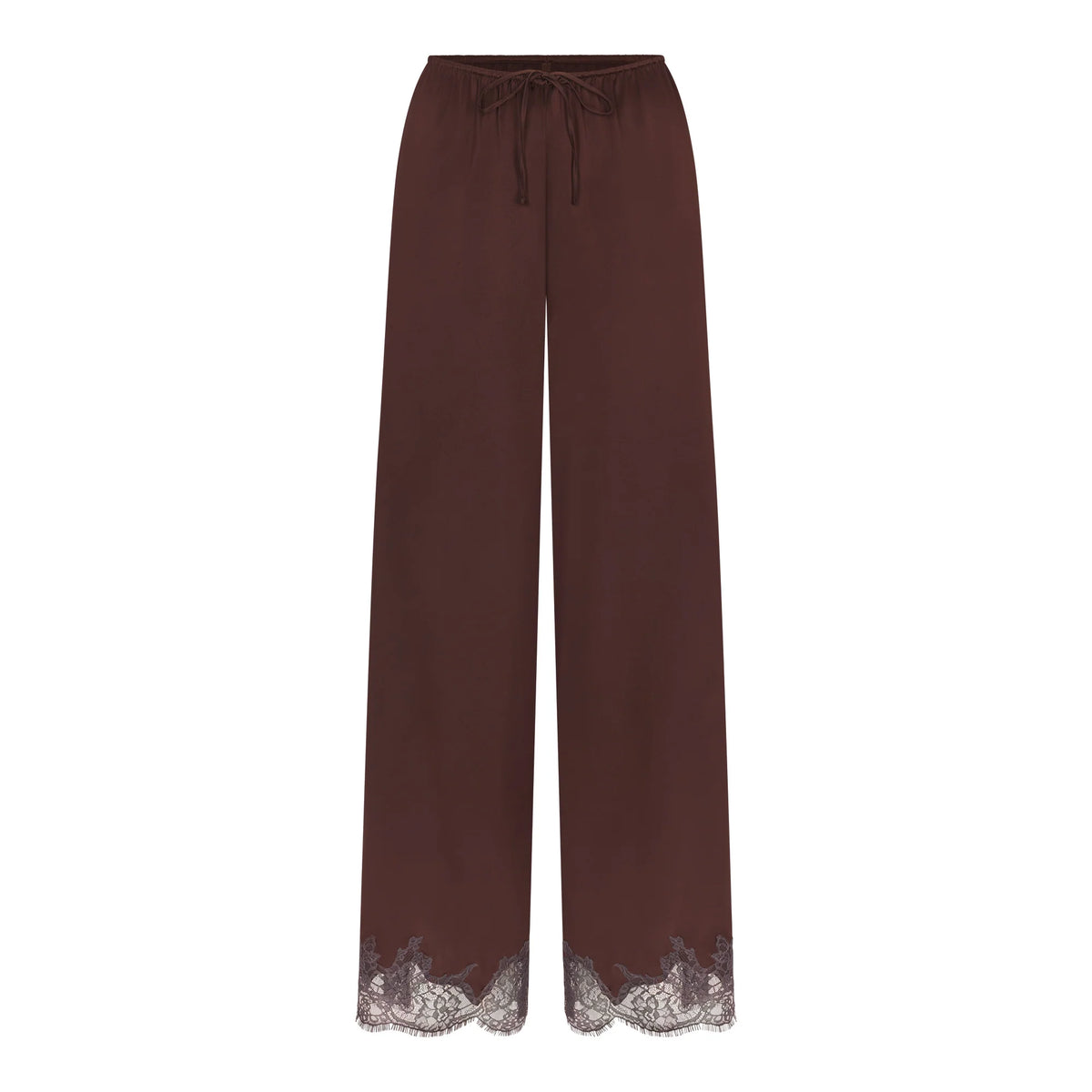 SILK LACE STRAIGHT LEG PANT | ESPRESSO CONTRAST