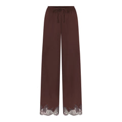 SILK LACE STRAIGHT LEG PANT | ESPRESSO CONTRAST