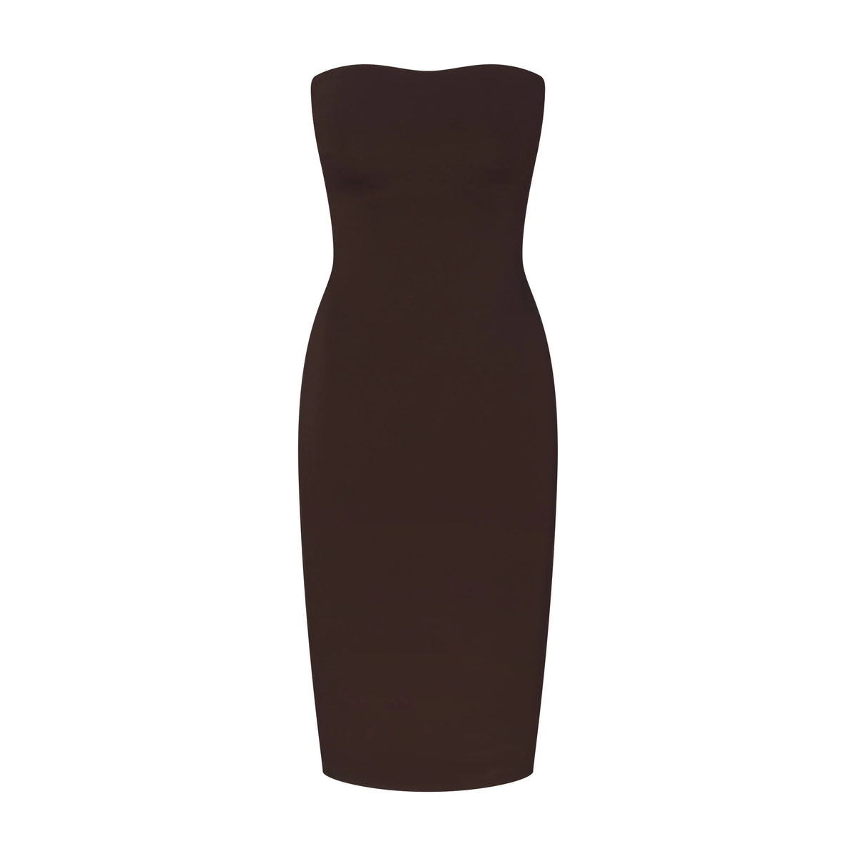 THE ESSENTIAL COLLECTION STRAPLESS MIDI DRESS | ESPRESSO