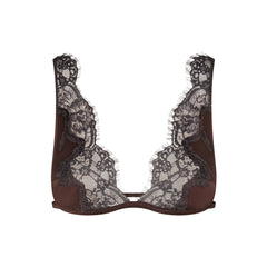 SILK LACE PLUNGE BRALETTE | ESPRESSO CONTRAST