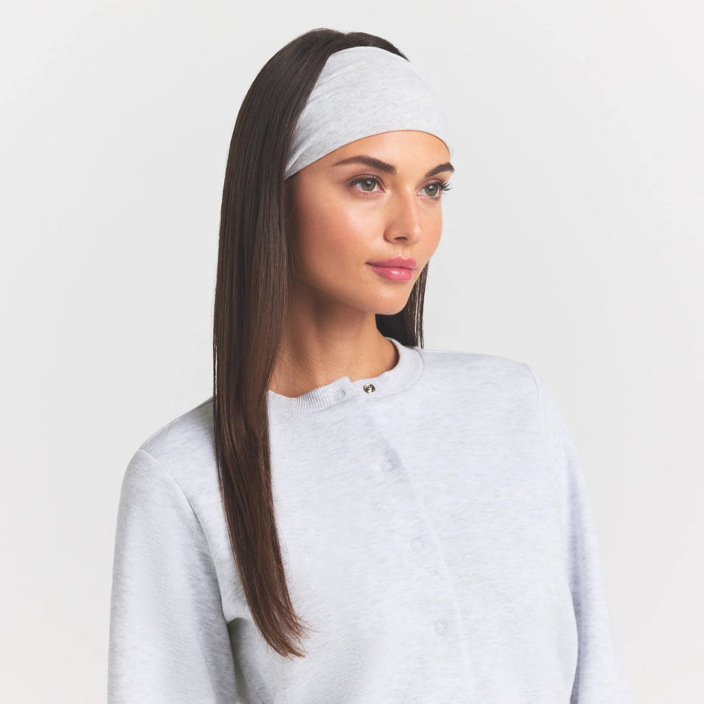 COTTON JERSEY WIDE HEADBAND | LIGHT HEATHER GREY