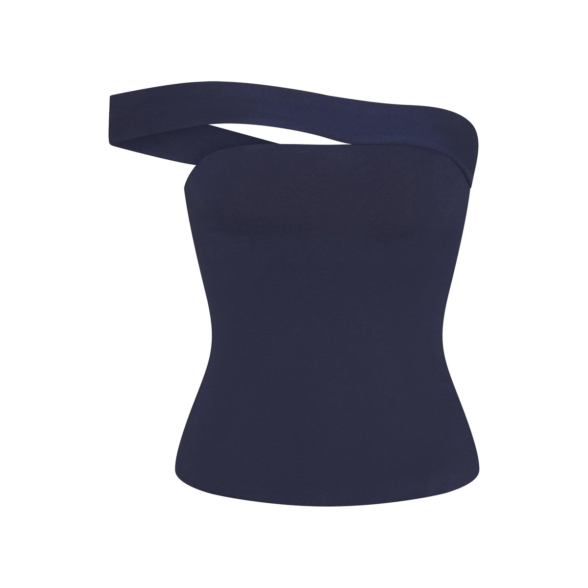 COTTON JERSEY ASYMMETRICAL TOP | NAVY