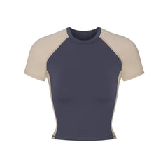 NikeSKIMS MATTE SHINE MIX CROPPED BABY TEE | DEEP ROYAL AND STONE