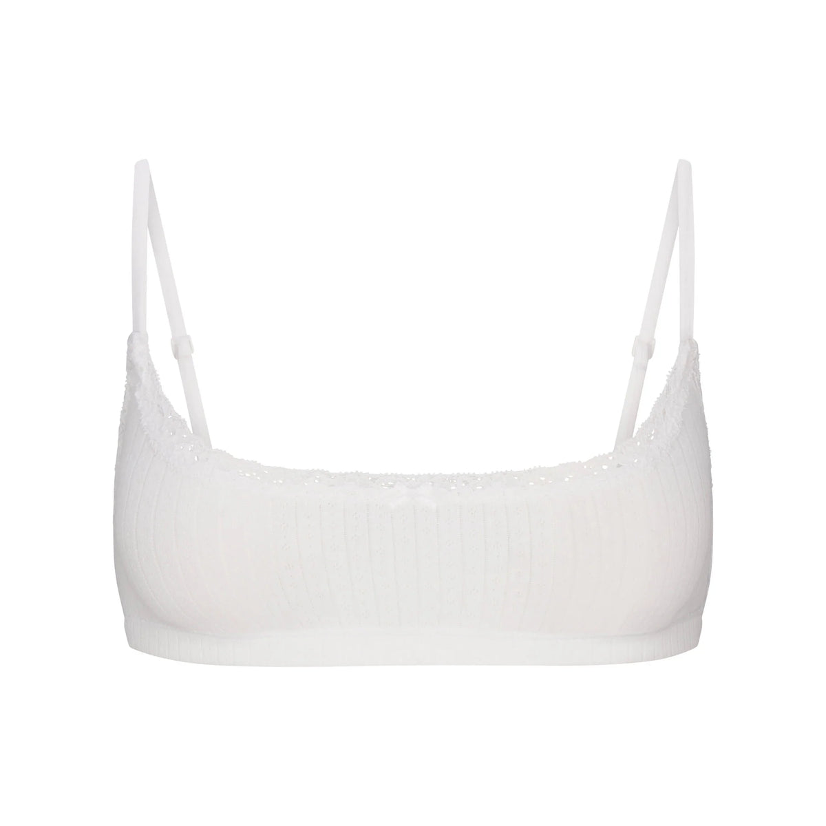 LIGHTWEIGHT COTTON POINTELLE SCOOP BRALETTE | SNOW
