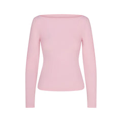COTTON JERSEY LONG SLEEVE BOATNECK TOP | CHERRY BLOSSOM