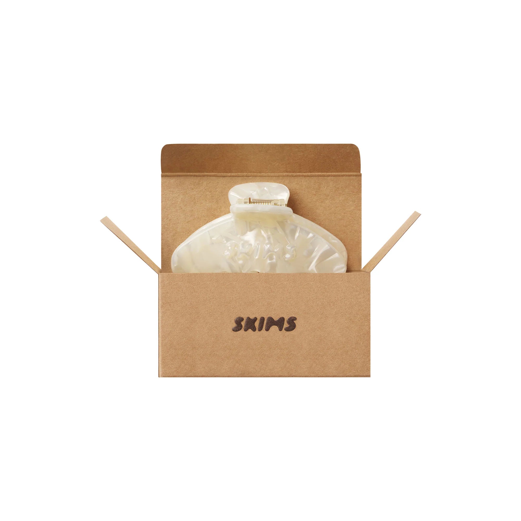 GETTING READY ACCESSORIES EMBOSSED LOGO MINI CLAW CLIP | IVORY PEARL