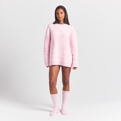 COZY LITE SOCK | BABY PINK HEART FAIR ISLE