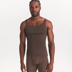 SKIMS COTTON MENS RIB TANK 3-PACK | VERDANT DARK SEPIA MULTI